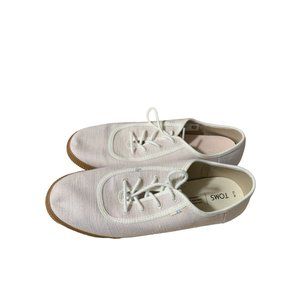 Toms Womens Size 10 Cream Colored Canvas Lace Tie Up Shoes Beige